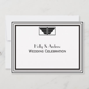 Invitation Vintage Art Déco Cadre noir blanc #2 H Mariage