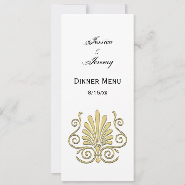 Invitation Vintage Art Déco Gold Plume Arabesque (Devant)