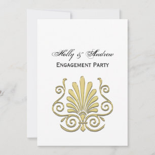 Invitation Vintage Art Déco Gold Plume Arabesque