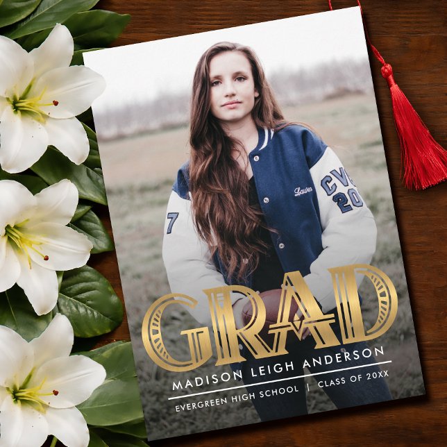 Invitation Vintage Art Deco Grad Photo Announcement (Créateur téléchargé)