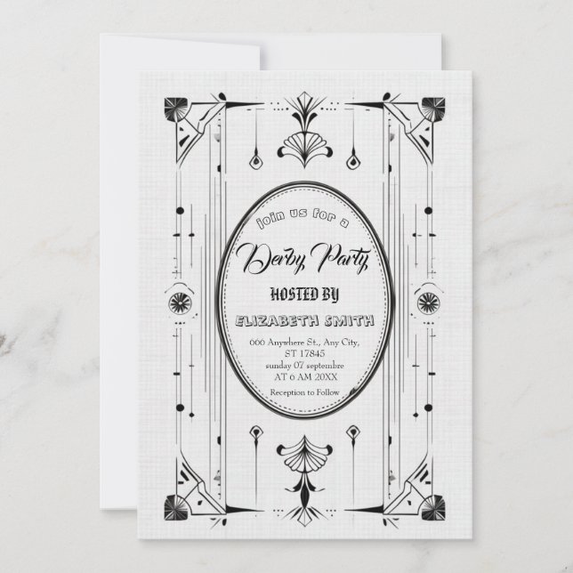 Invitation vintage Art déco pour le Kentucky Derby (Devant)
