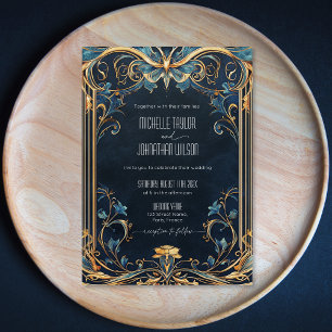 Invitation Vintage Art Nouveau Cadre Floral Alfonse Mucha