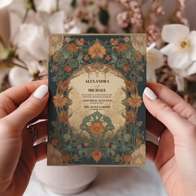 Invitation Vintage Art Nouveau Floral Mariage (Créateur téléchargé)