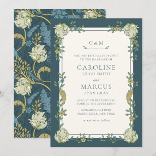 Invitation Vintage Art Nouveau Morris Garden Floral Mariage