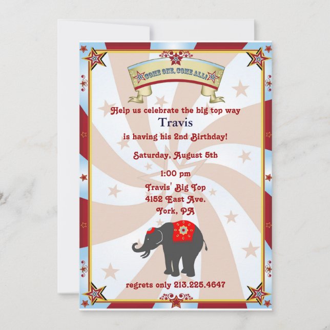 Invitation vintage au carnaval ou au cirque (Devant)