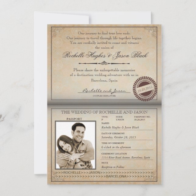 Invitation Vintage au passeport (Devant)
