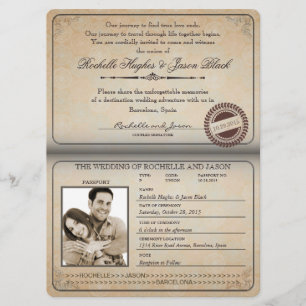 Invitation vintage au passeport 8,75 x 6,5
