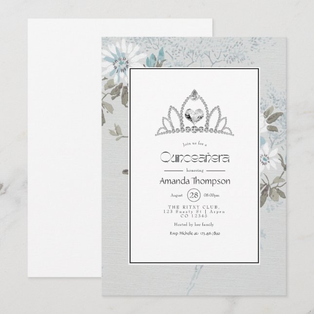 Invitation Vintage automne - automne blanc Quinceañera (Devant / Derrière)