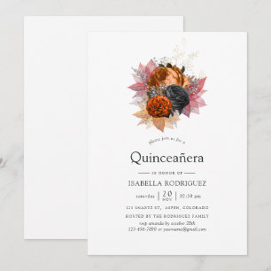Invitation Vintage Automne Floral Bouquet Quinceañera