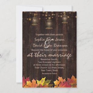 Invitation Vintage automne laisse vieilles lanternes Mariage