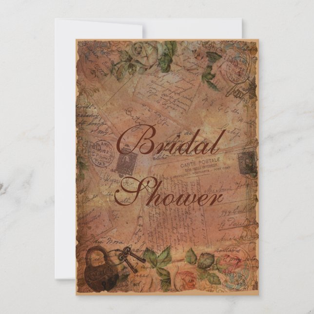 Invitation vintage avec verrou et clés (Devant)