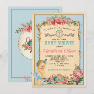 Invitation Vintage Baby Alice dans Wonderland Tea Party Invit