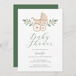 Invitation vintage Baby shower aquarelle