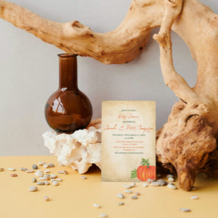 Invitation Vintage Baby shower de verdure orange petit Citrou