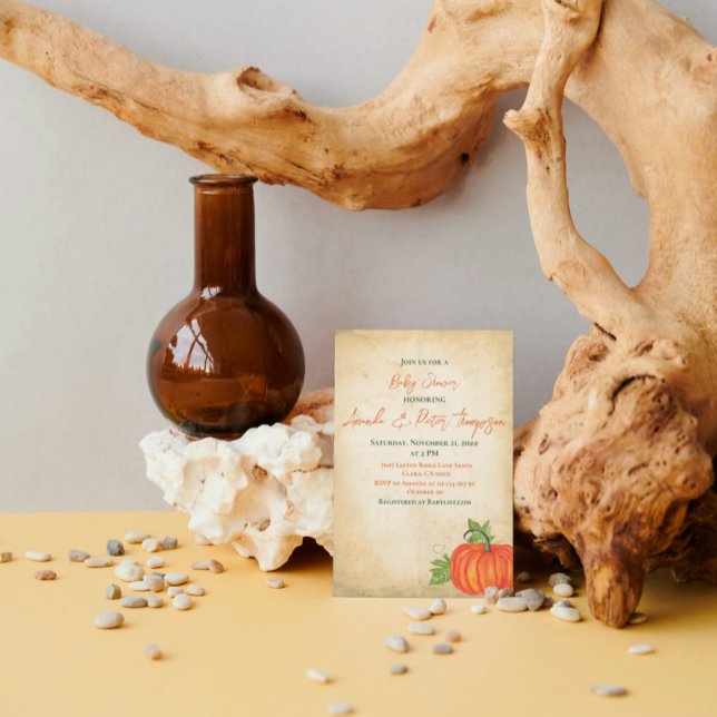 Invitation Vintage Baby shower de verdure orange petit Citrou (Créateur téléchargé)