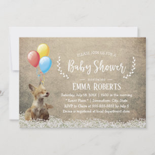 Invitation Vintage Baby shower floral rustique de Little Fox