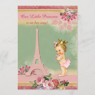 Invitation Vintage Baby shower Tour de la Petite Princesse Ei