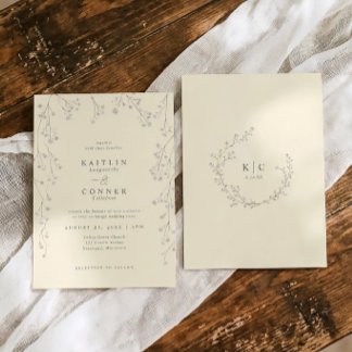 Invitation Vintage Baby's Breath Ivory Wildflower Wedding