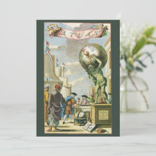 Invitation Vintage Baroque Era Atlas Frontispione World Globe