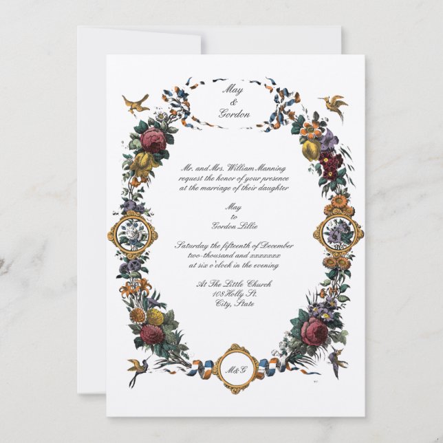 Invitation Vintage Baroque Rococo Floral Cartouche (Devant)