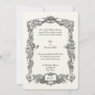 Invitation Vintage Baroque Rococo Floral Garlands & Cherubs