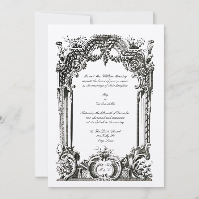 Invitation Vintage Baroque Rococo Mariage (Devant)