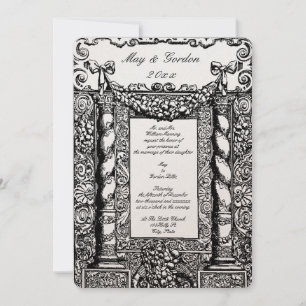 Invitation Vintage Baroque Solomonic Colonne Mariage cadre