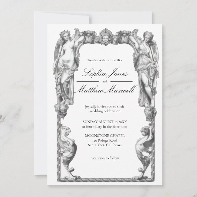 Invitation Vintage Baroque Statue Fine Art Renaissance (Devant)