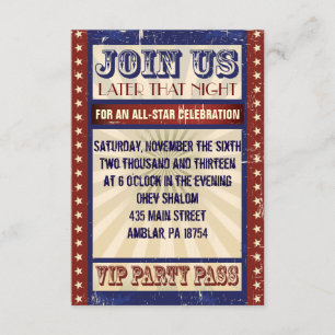 Invitation VINTAGE BASEBALL Bar Mitzvah