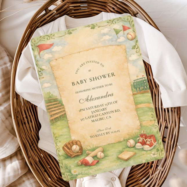Invitation Vintage Baseball Storybook Baby Shower (Créateur téléchargé)