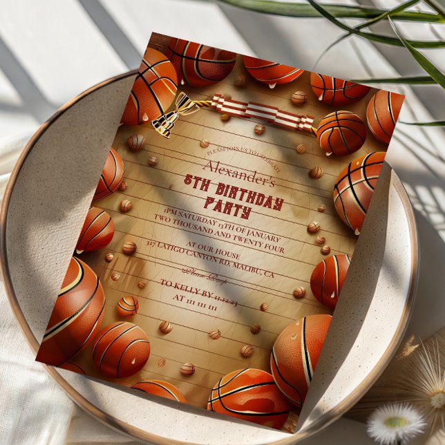 Invitation Vintage Basketball Sports Birthday (Créateur téléchargé)