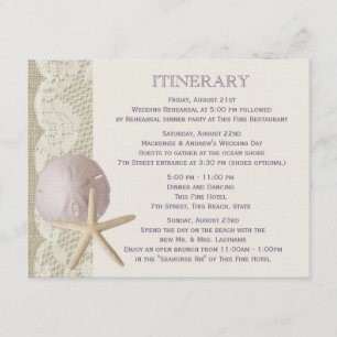 Invitation Vintage Beach Itinéraire violet