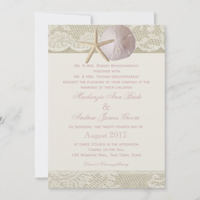 Invitation Vintage Beach Ivory rose (Devant)