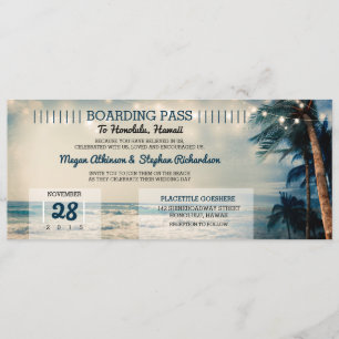 Invitation Vintage Beach Wedding Boarding Pass Mariage de bil