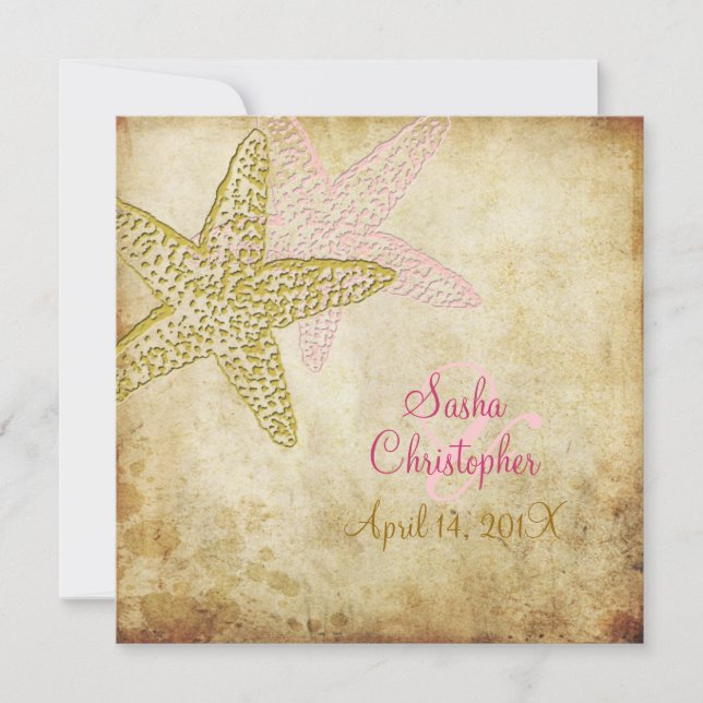Invitation Vintage Beach Wedding Invitations/speckles stock (Devant)