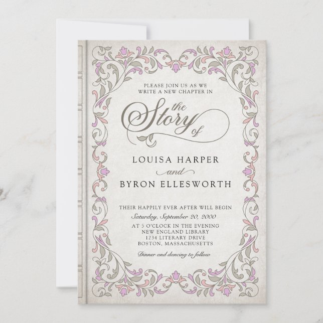 Invitation Vintage bibliothèque livre histoire Fairy Tale Mar (Devant)