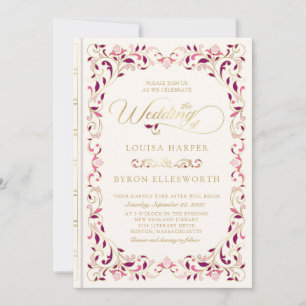 Invitation Vintage bibliothèque livre histoire Fairy Tale Mar