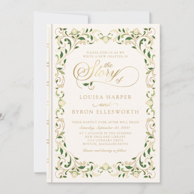 Invitation Vintage bibliothèque livre histoire Fairy Tale Mar (Devant)