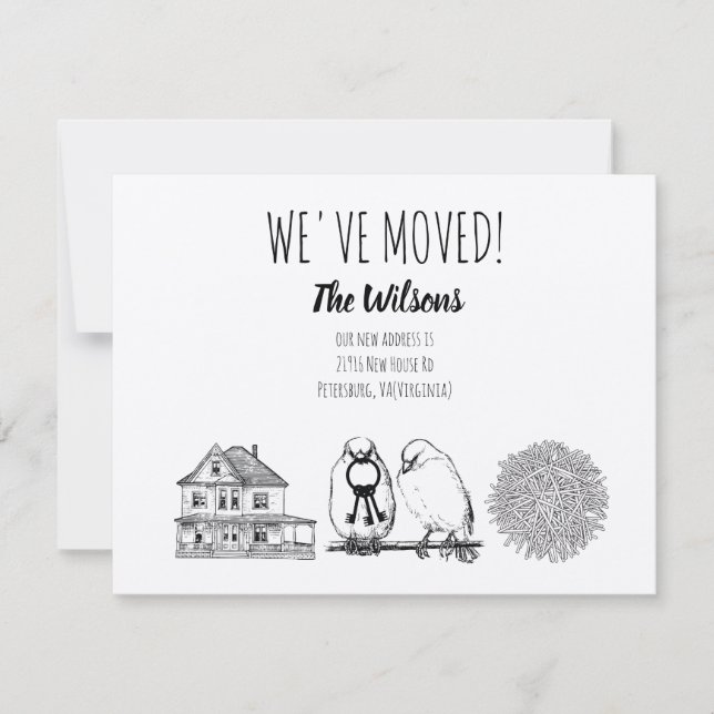 Invitation Vintage Birds & Nid Rustic Kraft Brown (Devant)