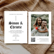 Vintage Black And White Photo QR Code Wedding