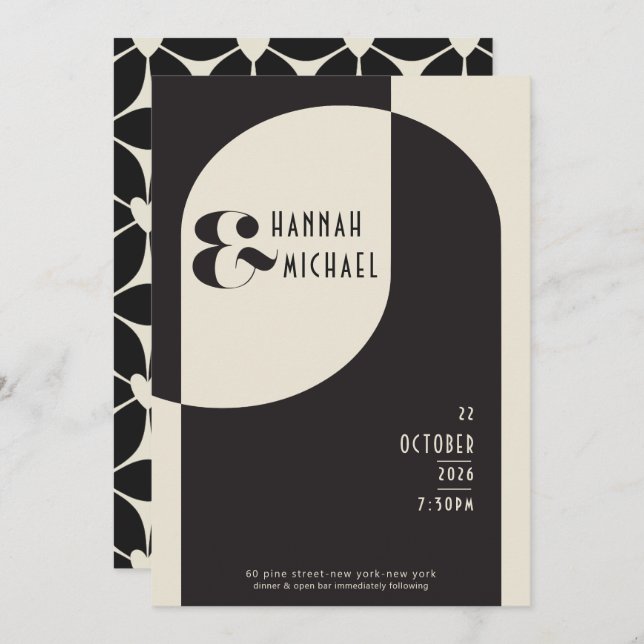 Invitation vintage Black Bone Deco (Devant / Derrière)