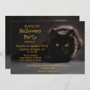 Invitation Vintage Black Cat Éffrayant Evil Halloween Party