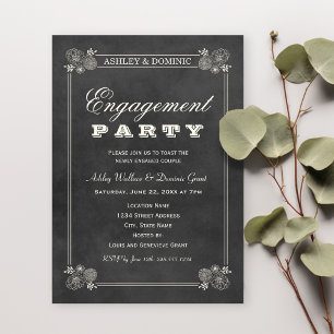 Invitation Vintage Black Chalkboard Mariage