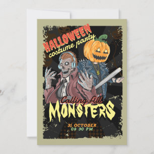 Invitation Vintage Black Halloween Costume Party