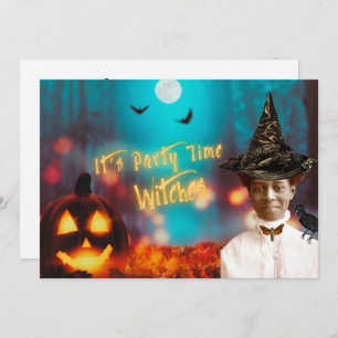 Invitation Vintage Black Witch Halloween Party
