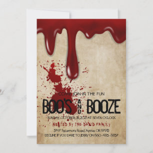Invitation Vintage Bloody Boo's And Booze Halloween Party