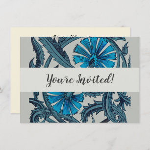 Invitation vintage blue antiflower graphic
