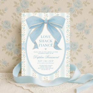 Invitation Vintage Blue Bow Love Shack Fiance Fête des mariée