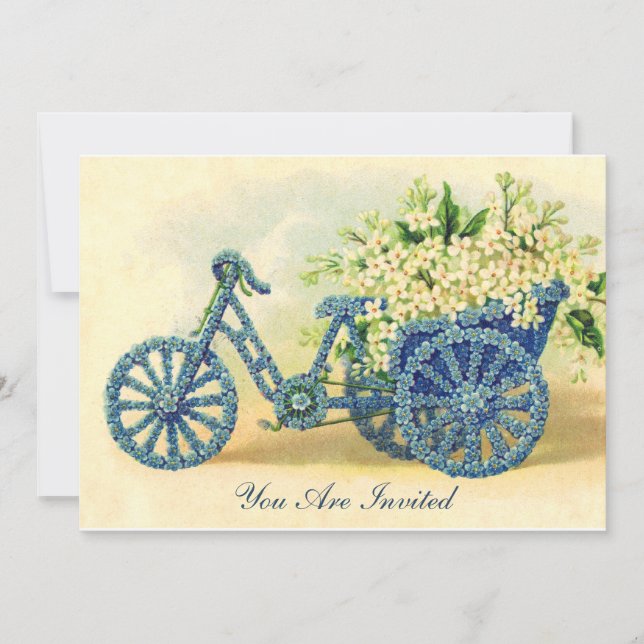 Invitation vintage Blue Floral Tricycle (Devant)