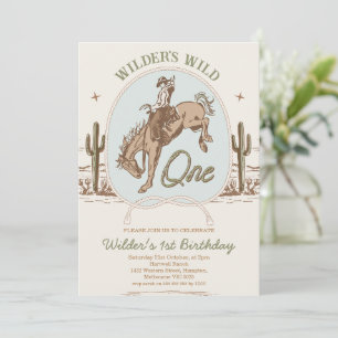 Invitation Vintage Blue Green Buckaroo Occident 1er anniversa